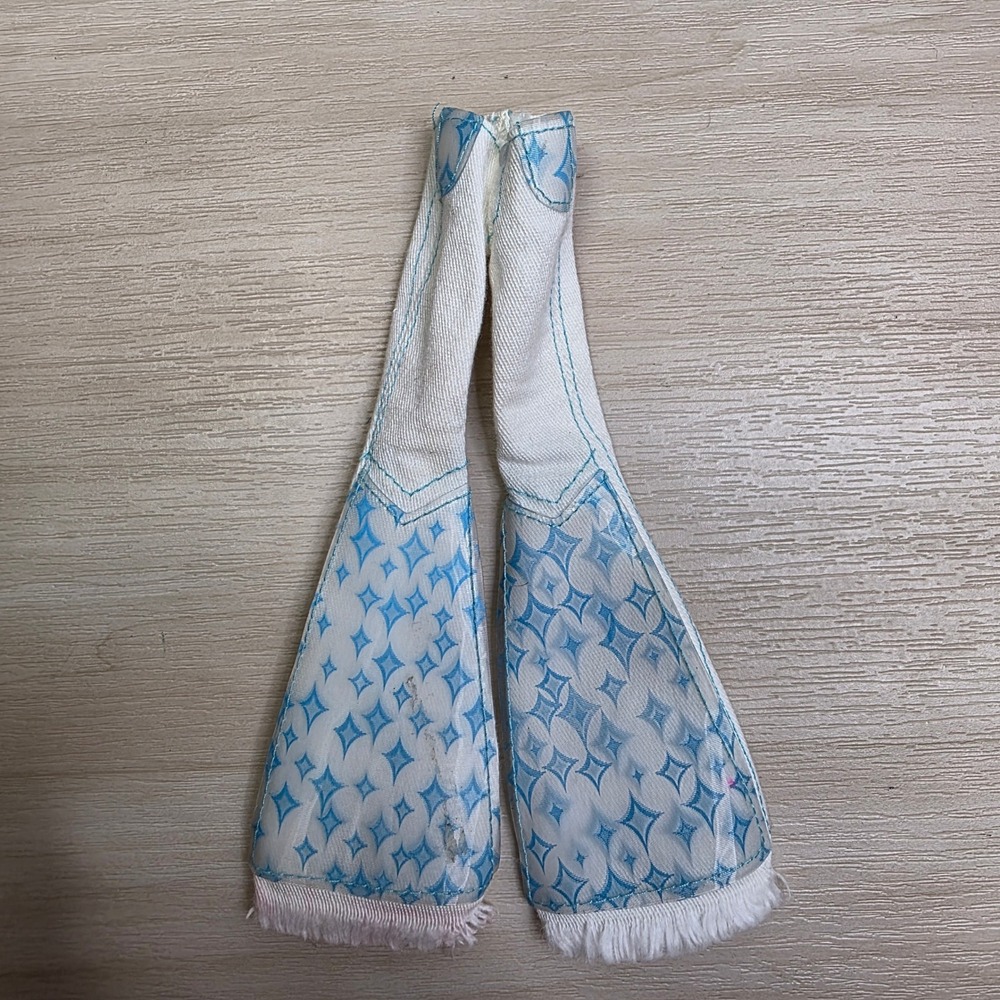 2004 Mattel Winx Club Bloom Doll Pants White Flare Blue Fringe Hem Y2K